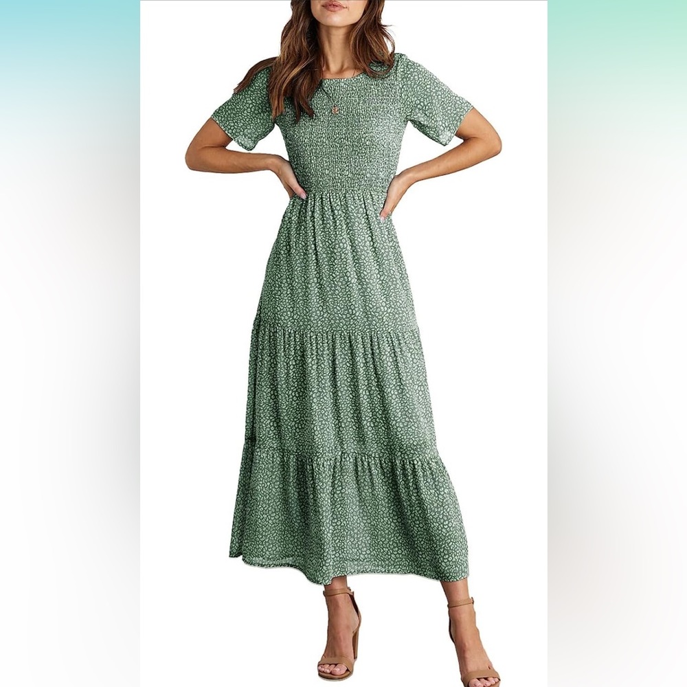 NWT Women Casual Short Sleeve Crew Neck Dress